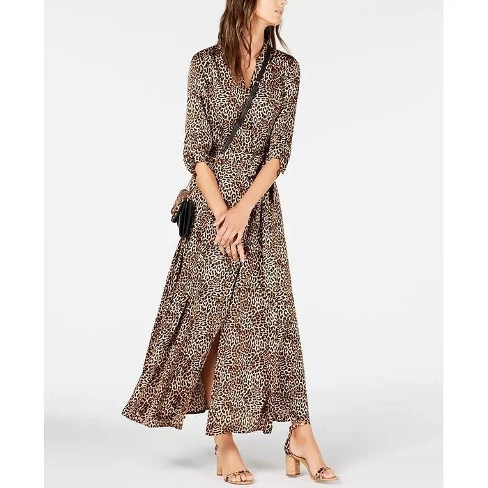 Fashion Comfort INC International Concepts Women's Animal-Print Shirtdress Gold Size 12