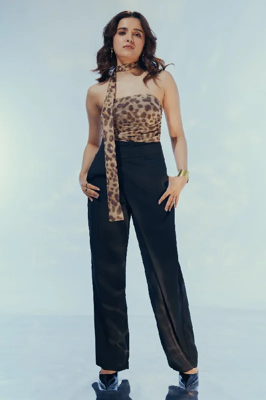 Fashion Wear Jet Black Wrap Around Trousers