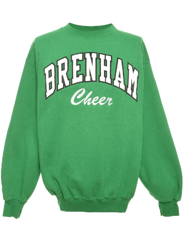 Boutique Recommendation Brenham Cher Green & White Round-Neck Sweatshirt - M