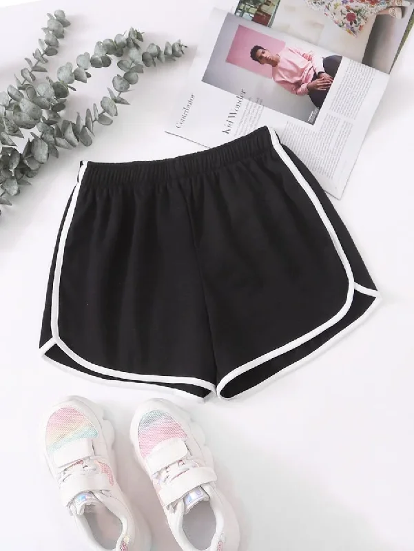 Comfortable Sweaters Contrast Binding Dolphin Hem Shorts