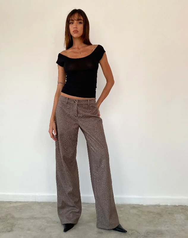 Comfortable Wear Helsa Low Rise Trouser in Dark Brown Tailoring