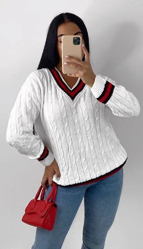 Modernism V-Neck Knitted Cricket Jumper