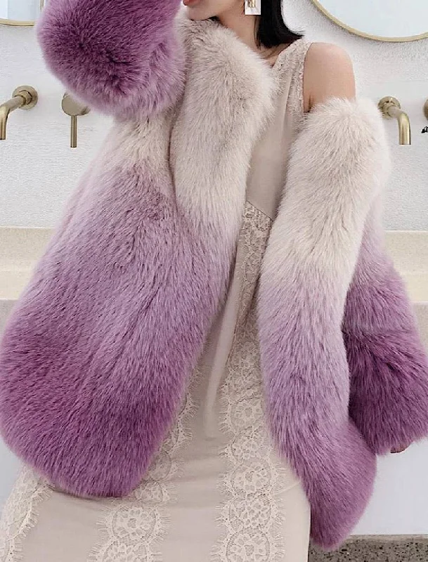 Design And Tailoring Genuine Fox Fur Ombre Dyed Coat