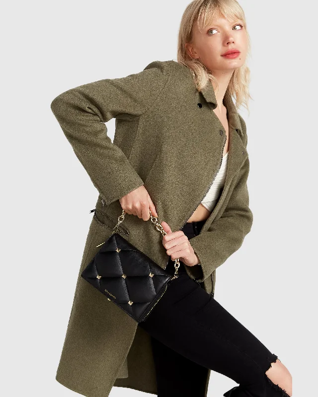 Effortless Dressing NEW FIT Last Chance Wool Blend Moto Coat - Army Green