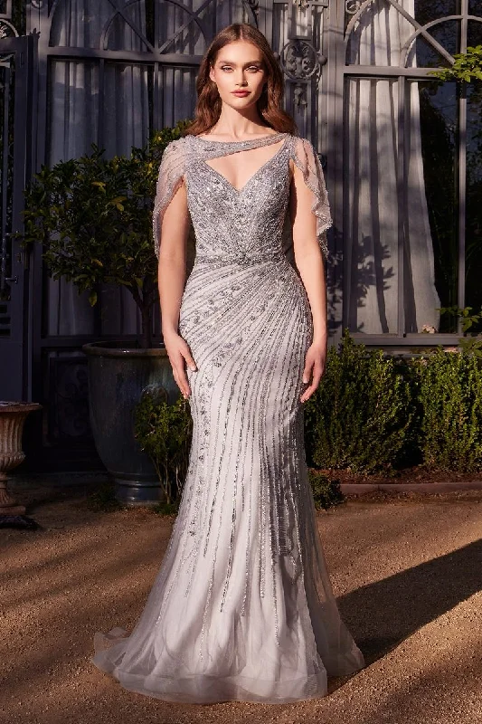 Elegant Style Beaded V-Neckline Sheath Gown by Andrea and Leo A1443 - Special Occasion