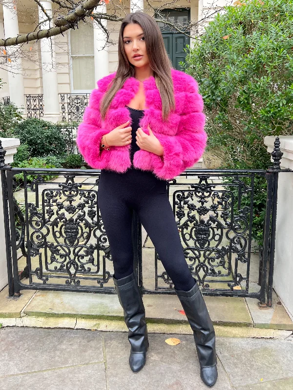 Soft Fabrics Hot Pink Premium Faux Fur Jacket