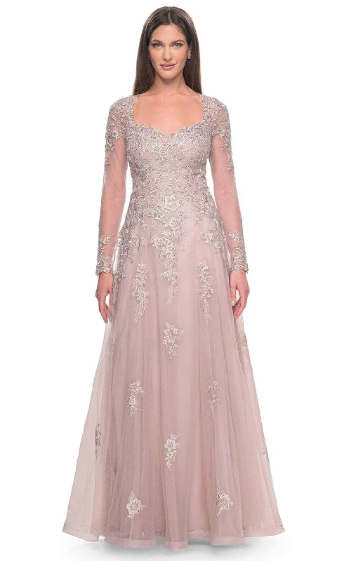 Comfortable and simple La Femme 31937 - Illusion Sleeve Evening Dress