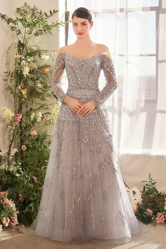 Celebrity Style Illusion Off The Shoulder Neckline Gown by Andrea and Leo A1445 - Special Occasion Celebrity Style Illusion Off The Shoulder Neckline Gown by Andrea and Leo A1445 - Special Occasion