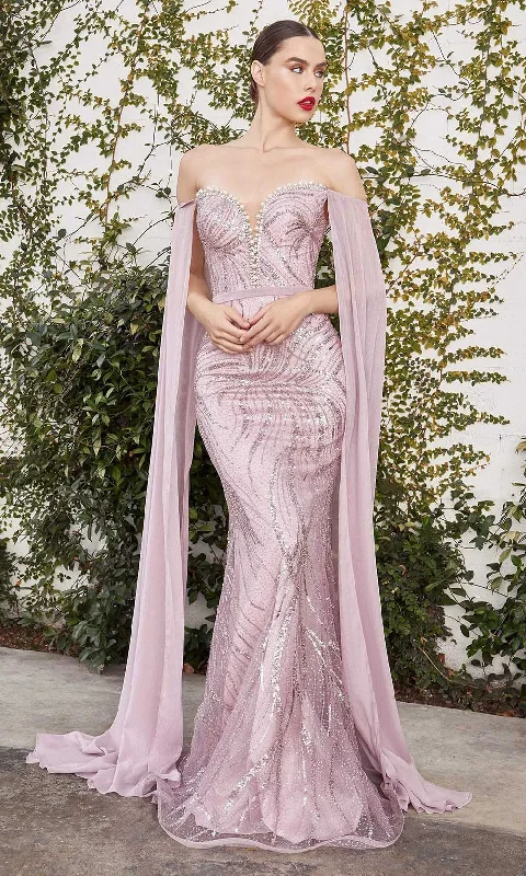 High-quality fabrics Andrea and Leo - A1075 Cape Sleeve Beaded Mermaid Gown