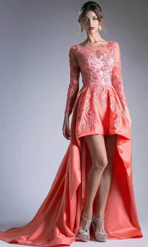Extra long version Andrea and Leo 7045 - Embroidered Bateau High Low Evening Dress