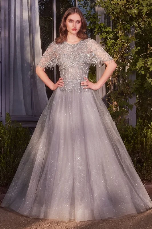 Ultra-lightweight Embellished Bodice High Neckline Gown by Andrea and Leo A1444 - Special Occasion Ultra-lightweight Embellished Bodice High Neckline Gown by Andrea and Leo A1444 - Special Occasion