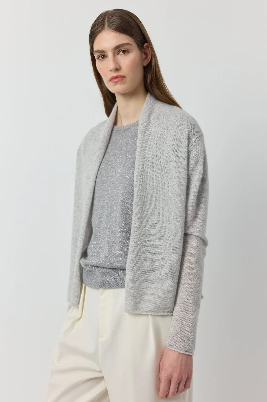 Essential Cashmere Featherweight Cardigan - Grey Melange