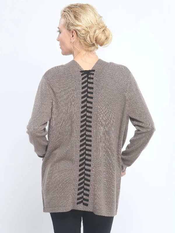 Soft Fabrics Lace Up Open Front Cardigan