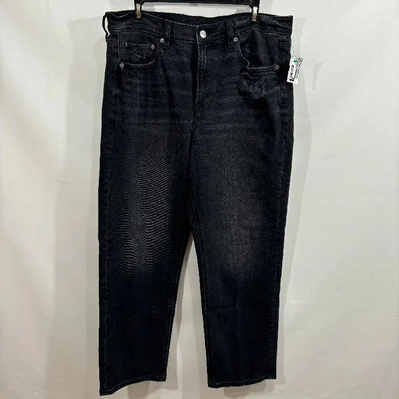 Jeans Straight By American Eagle In Black Denim, Size: 14