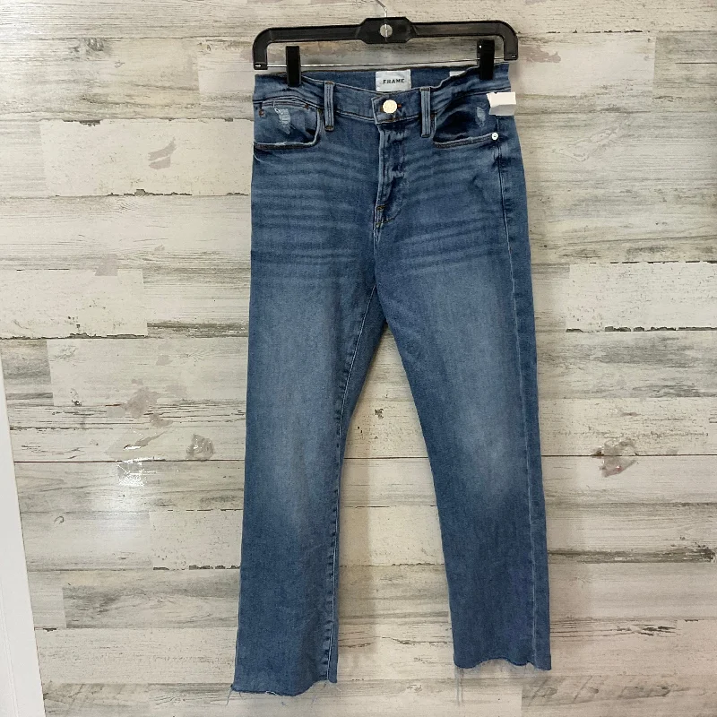 Jeans Straight By Frame In Blue Denim, Size: 6