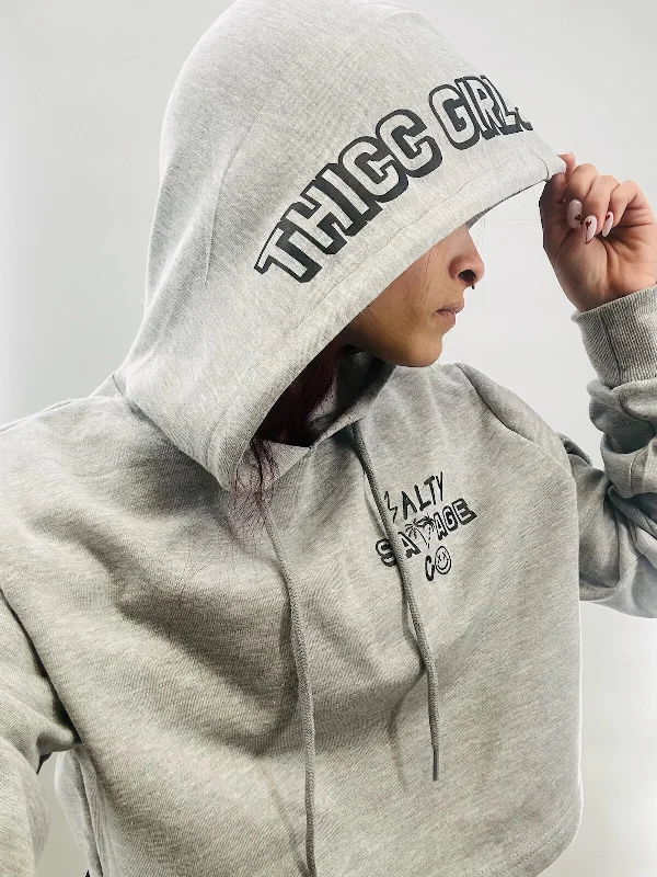 Salty Savage Ladies “THICC GIRLS CLUB” Cropped Hoodie | Dead Head Collection