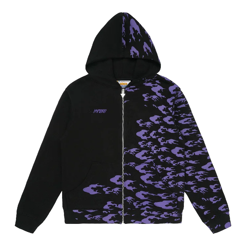 SHIPPUDEN CURSE MARK ZIP UP HOODIE (BLACK/PURPLE)