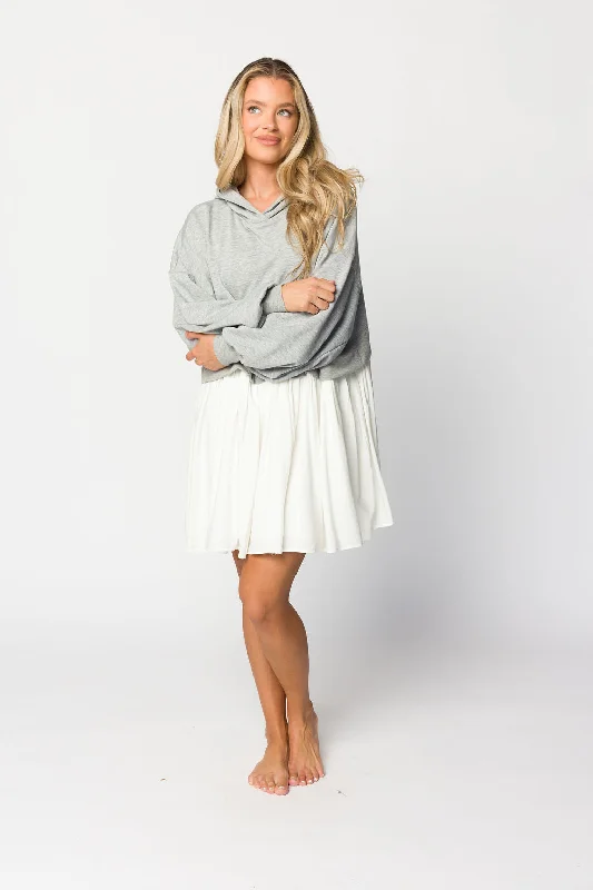 Caroline Hoodie/Babydoll Mini Dress in Heather Grey/Off-White