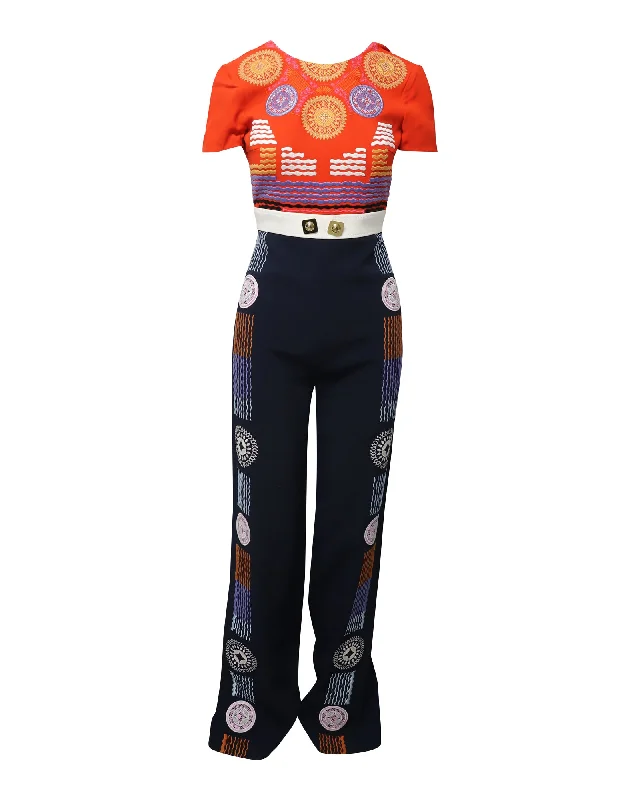 Peter Pilotto Embroidered Jumpsuit in Multicolor Polyamide