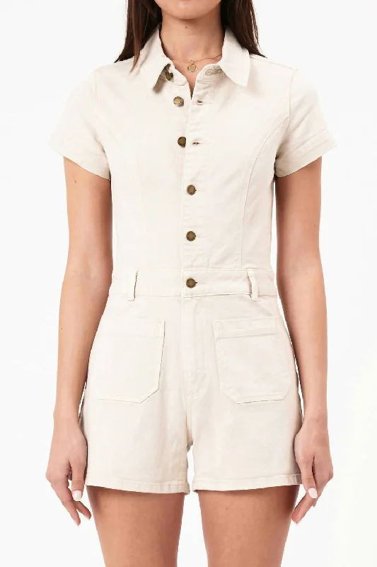 Sailor Short Sleeve Romper In Off White