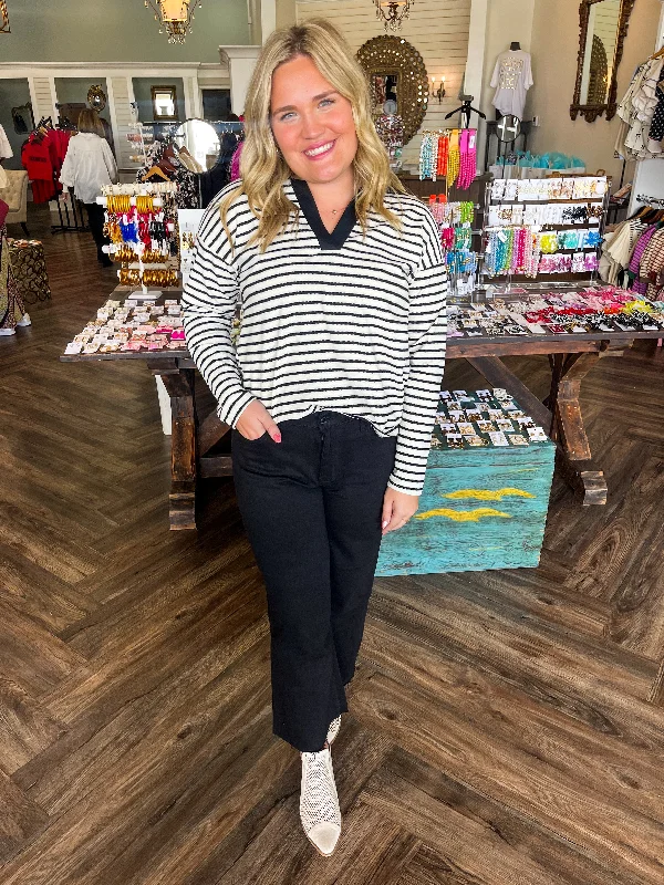 Comfortable Wear Jodie Striped top: Black