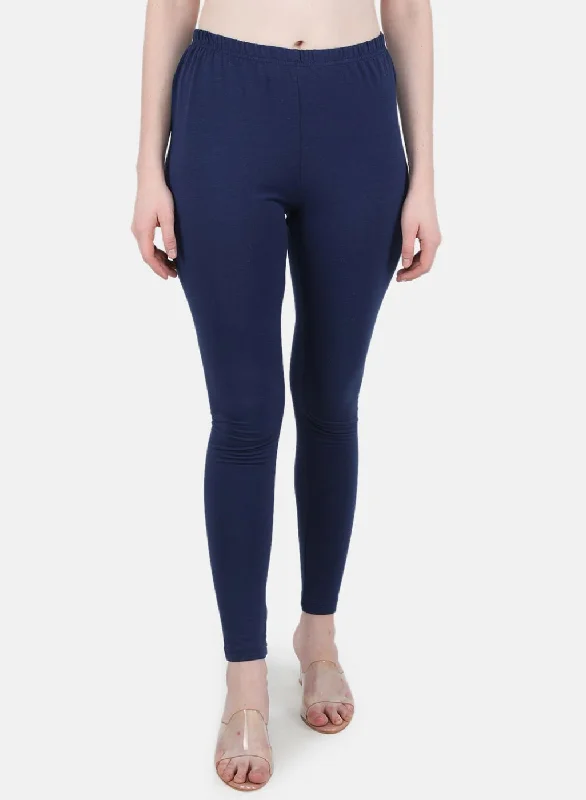 Classic And Versatile Women Blue Solid Legging