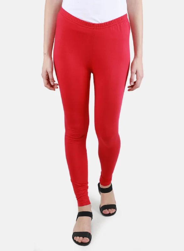 Women Dark Pink Solid Legging