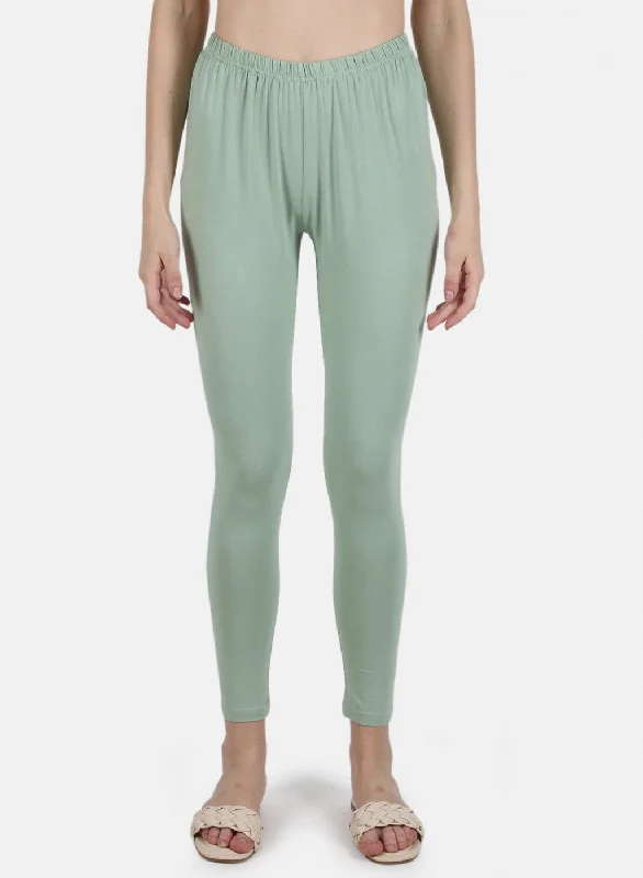 Women Green Plain Legging