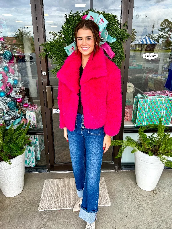 Classic Style New York Fur Jacket: Pink
