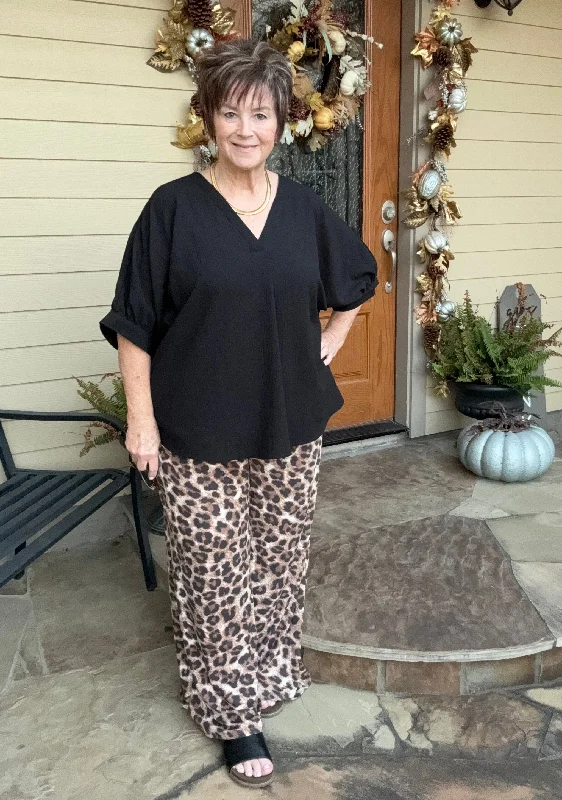 Plus Sizes | Leopard Print Pants with Wide Elastic Waist