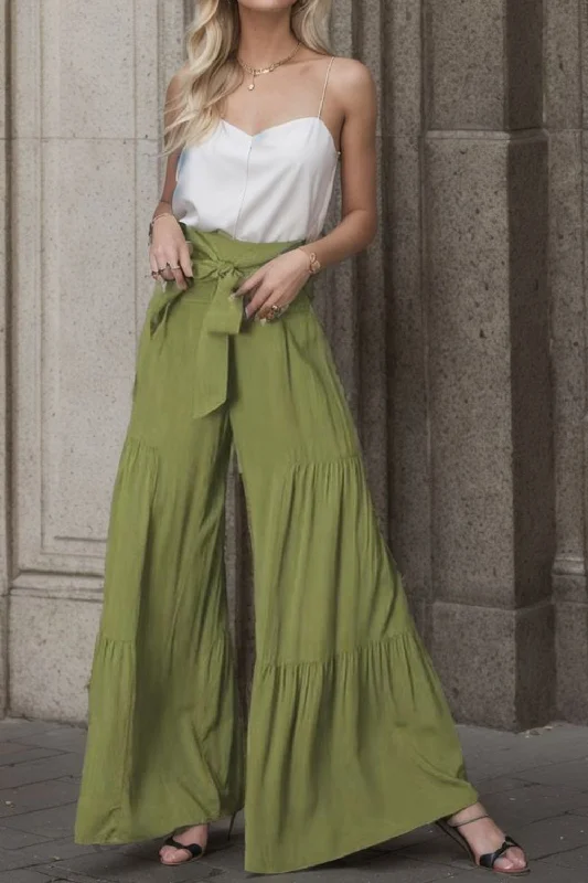 Soft Fabrics Tied Wide Leg Pants
