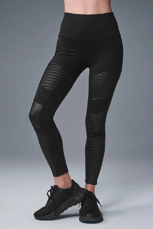 7/8 High-Waist Moto Legging - Black