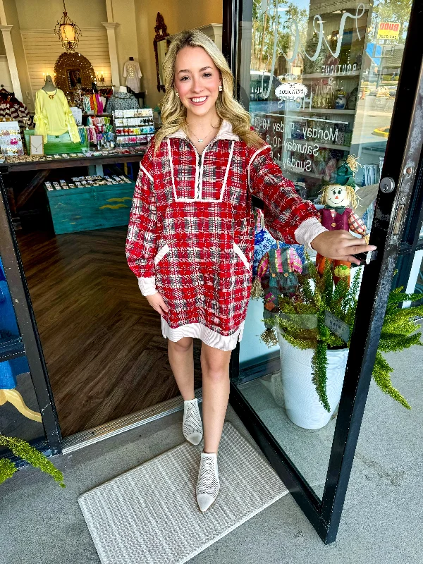Summer Selection Zipper Plaid Dress