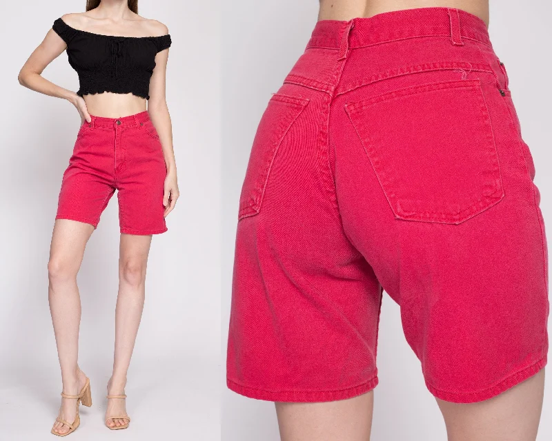 90s Red High Waisted Jean Shorts - Extra Small, 25"