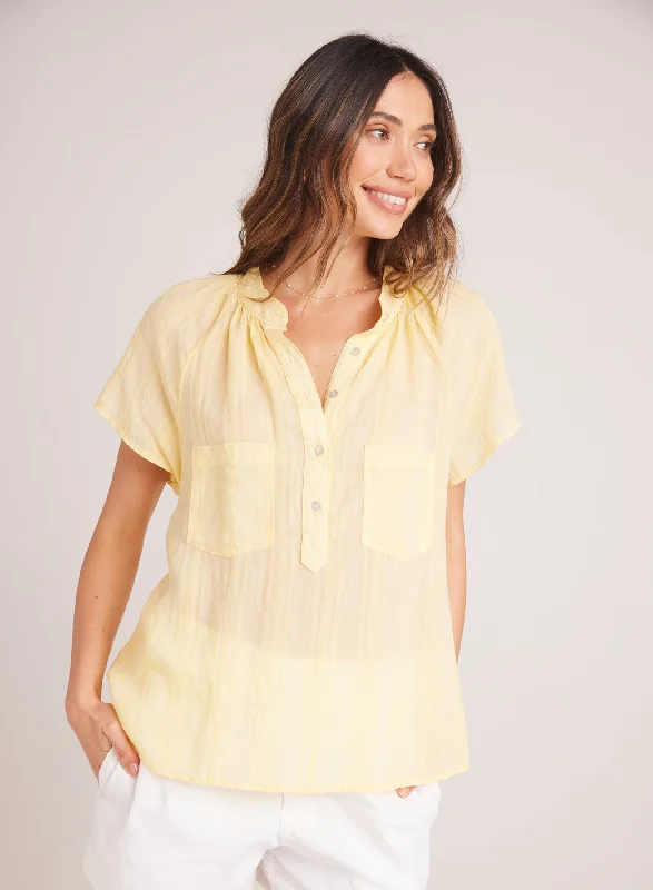 Short Sleeve Pocket Pullover - Citron Yellow