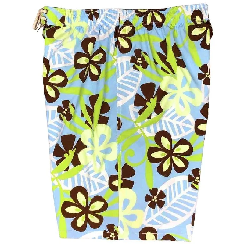 "License to Chill" Mens Elastic Waist Board Shorts - 22" Outseam / 9.5" Inseam (Light Blue)