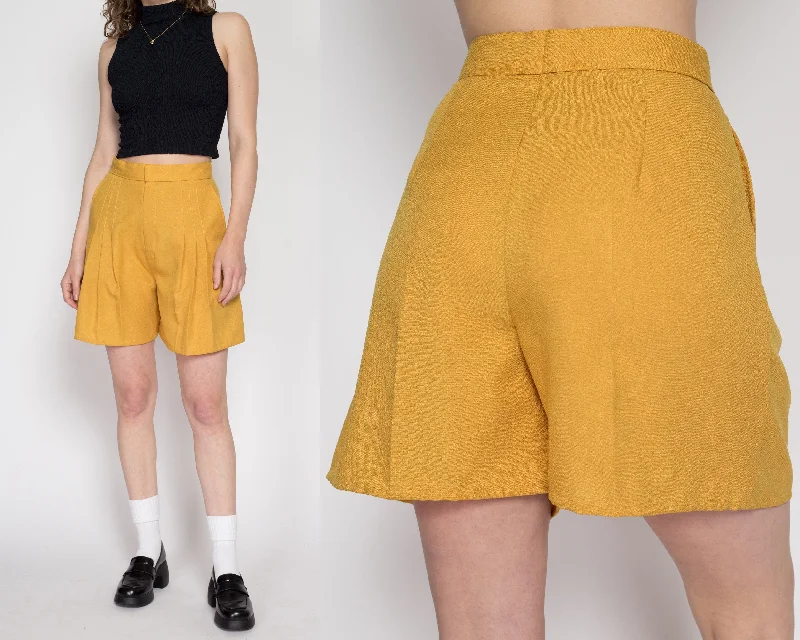 Medium 80s Mustard Yellow Pleated Shorts 28"