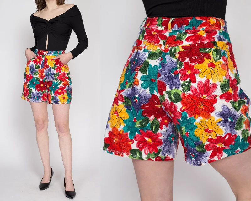 Medium 90s Colorful Floral High Waisted Shorts 29"