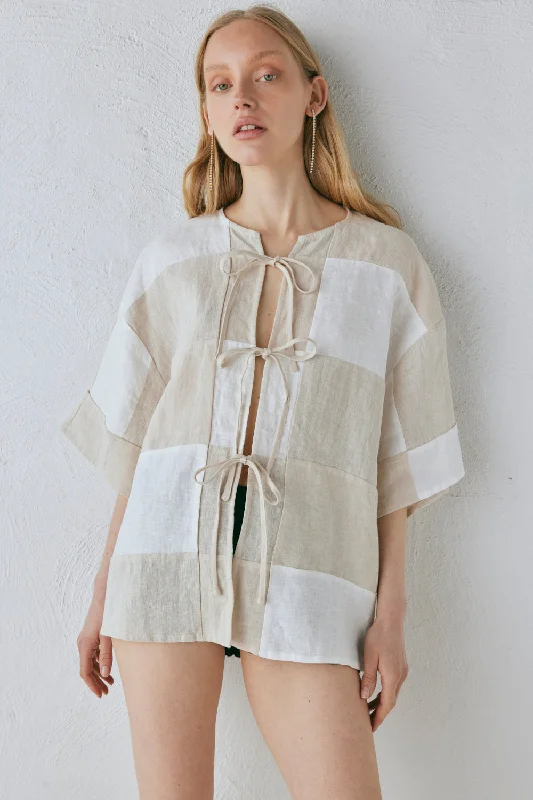 Naomi Linen Smock Top Natural