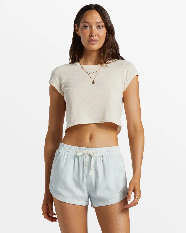 Road Trippin Elastic Waist Shorts - Dusk Blue