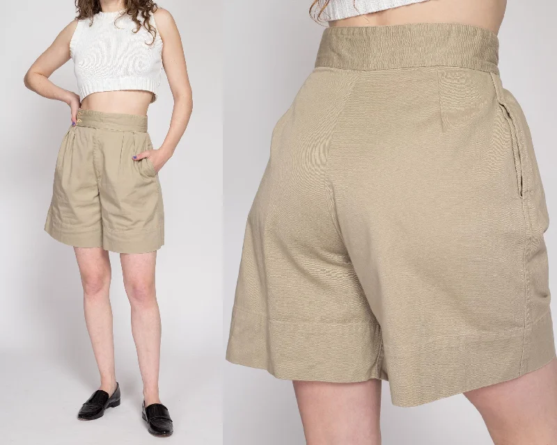 Sm-Med 80s Khaki Pleated Shorts 27"