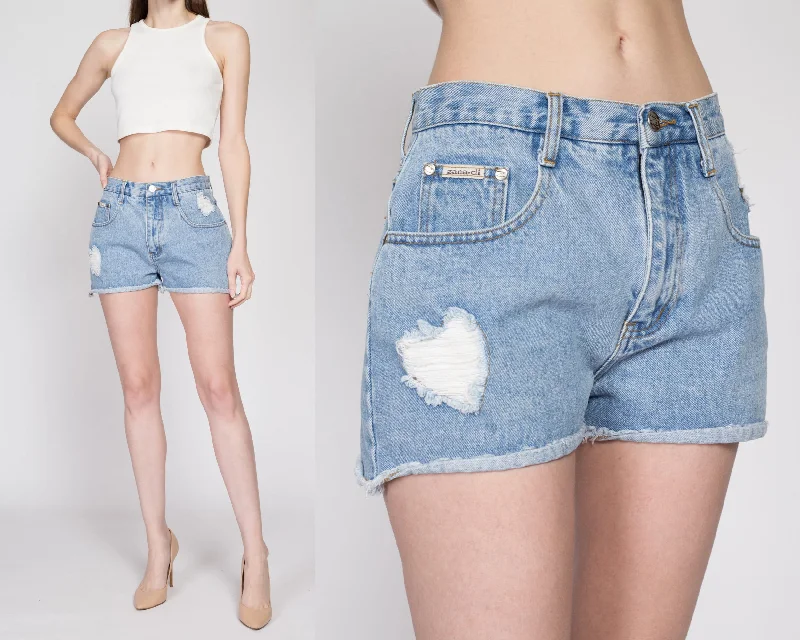 Design sense Sm-Med 90s Frayed Heart Jean Shorts