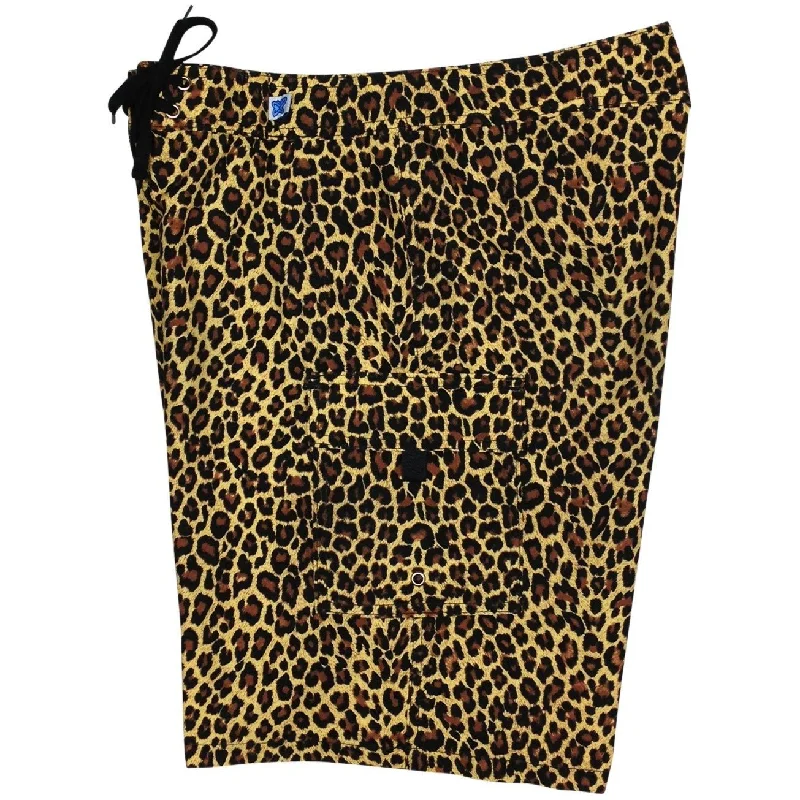 "Wild Weekend" Cheetah Print Womens Board Shorts - Regular Rise / 10.5" Inseam (Brown)